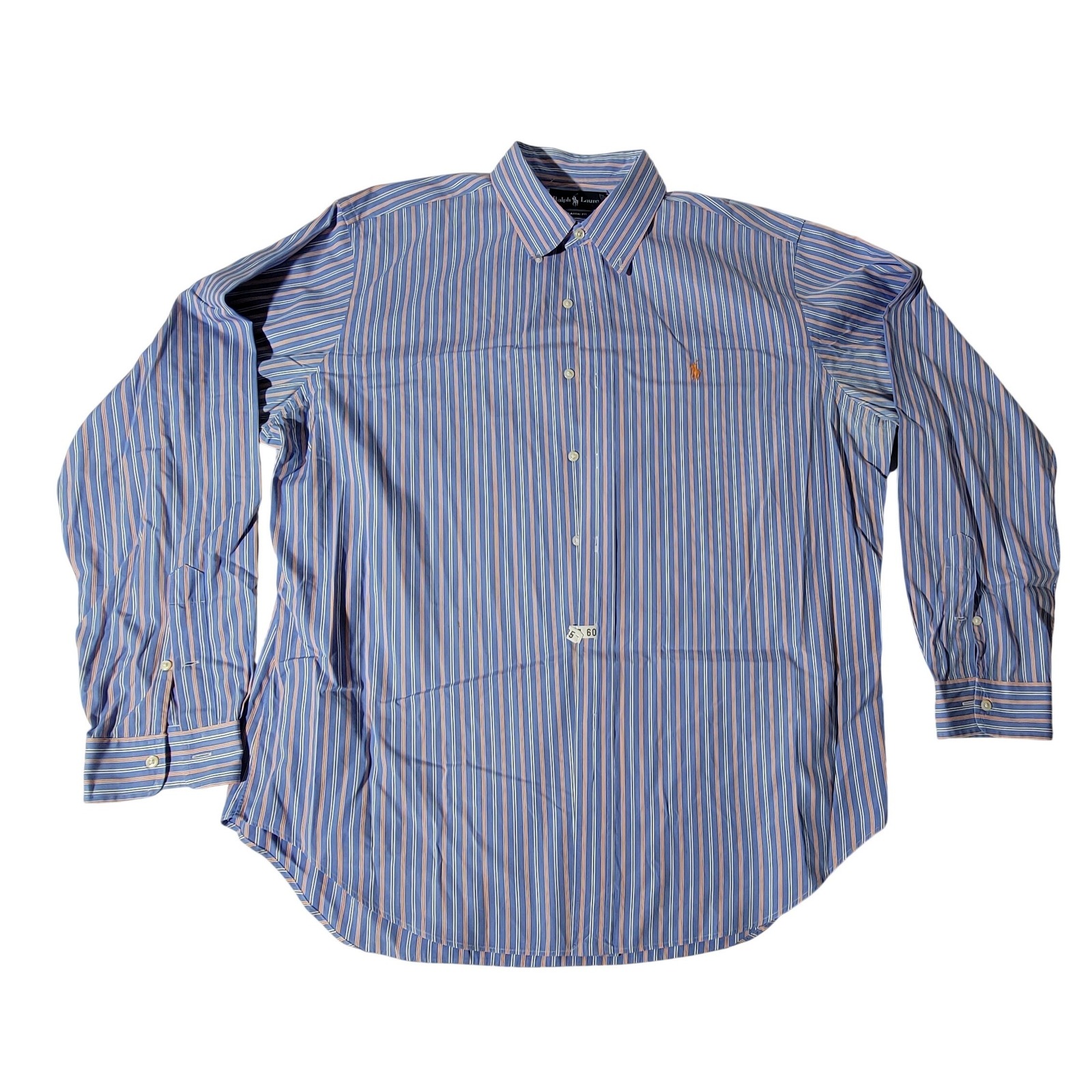 Ralph Lauren Classic Fit Striped Button Down Shirt Mens Xl Blue Orange White
